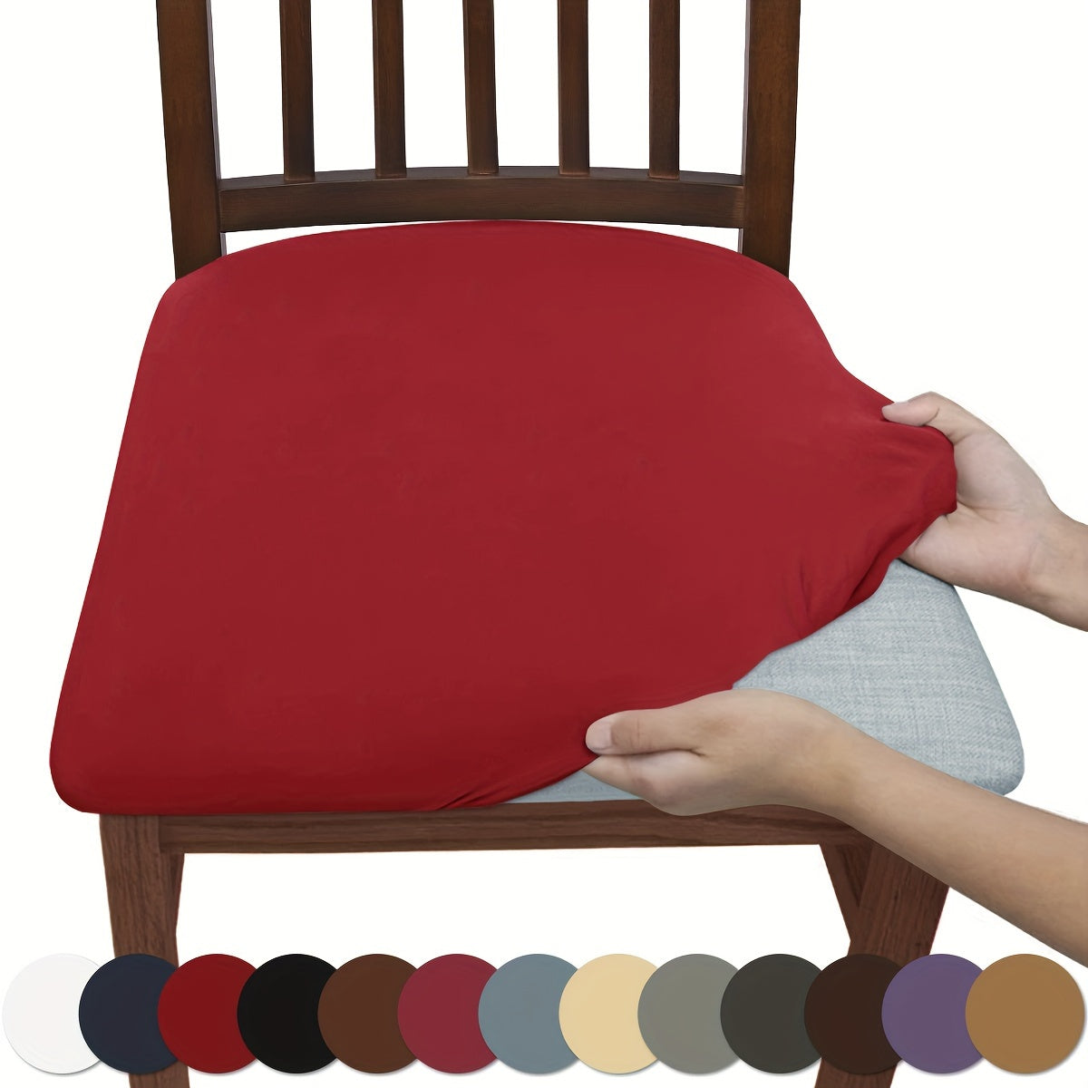 Soft & stretchy chair covers in a set of 4 or 6 pieces. Available in solid color, these covers are dustproof and stain resistant, making them ideal for dining and office chairs. Made from comfortable polyester fabric.