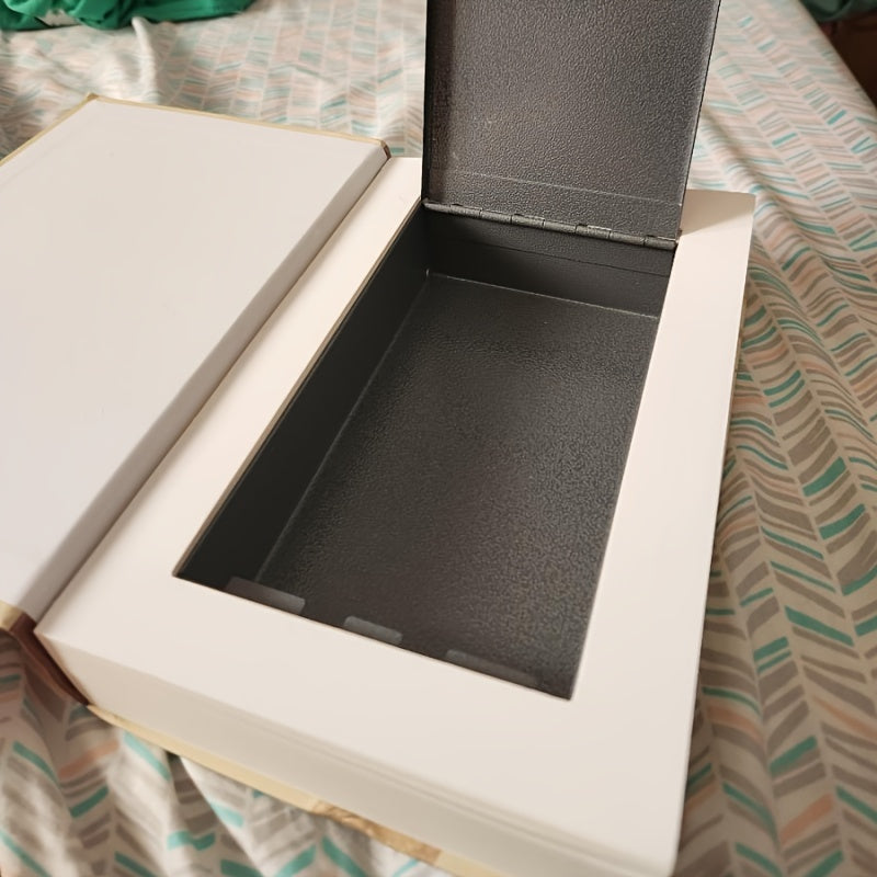 Book-shaped safe box inspired by Lewis Carroll's Alice in Wonderland for storing valuables, with realistic paper design. Ideal for organizing coins, watches, jewelry, passports, and letters