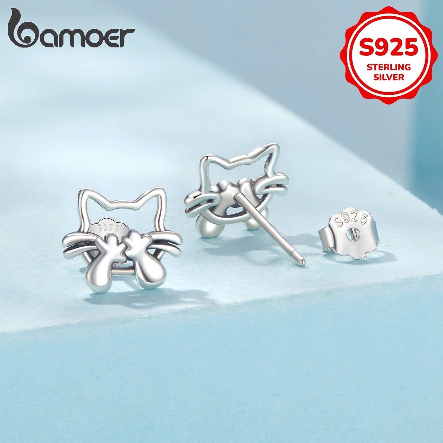 925 Sterling Silver Cute Cartoon Cat Stud Earrings, Hypoallergenic Fashion Jewelry for Women - Perfect for Daily Wear or as a Gift for Girlfriend, Lover, Friend, or Yourself.