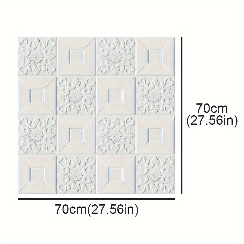 70x70cm 10-piece 3D foam wall stickers, self-adhesive, for home decor in living room or bedroom.