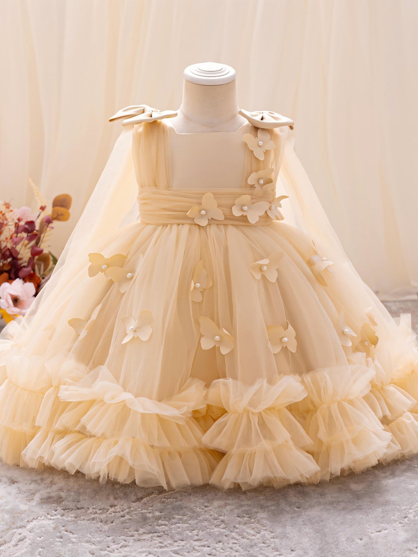 Adorable tulle A-line dress for girls, perfect for parties, weddings, birthdays, pageants, and outdoor events