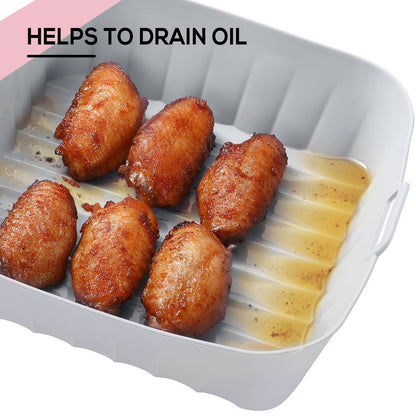 1-Piece Air Fryer Silicone Liner: Reusable Non-Stick Silicone Liner for 4-8QT Air Fryers, Rectangle Baker, Easy to Clean, Heat Resistant - Perfect Oven and Microwave Accessory