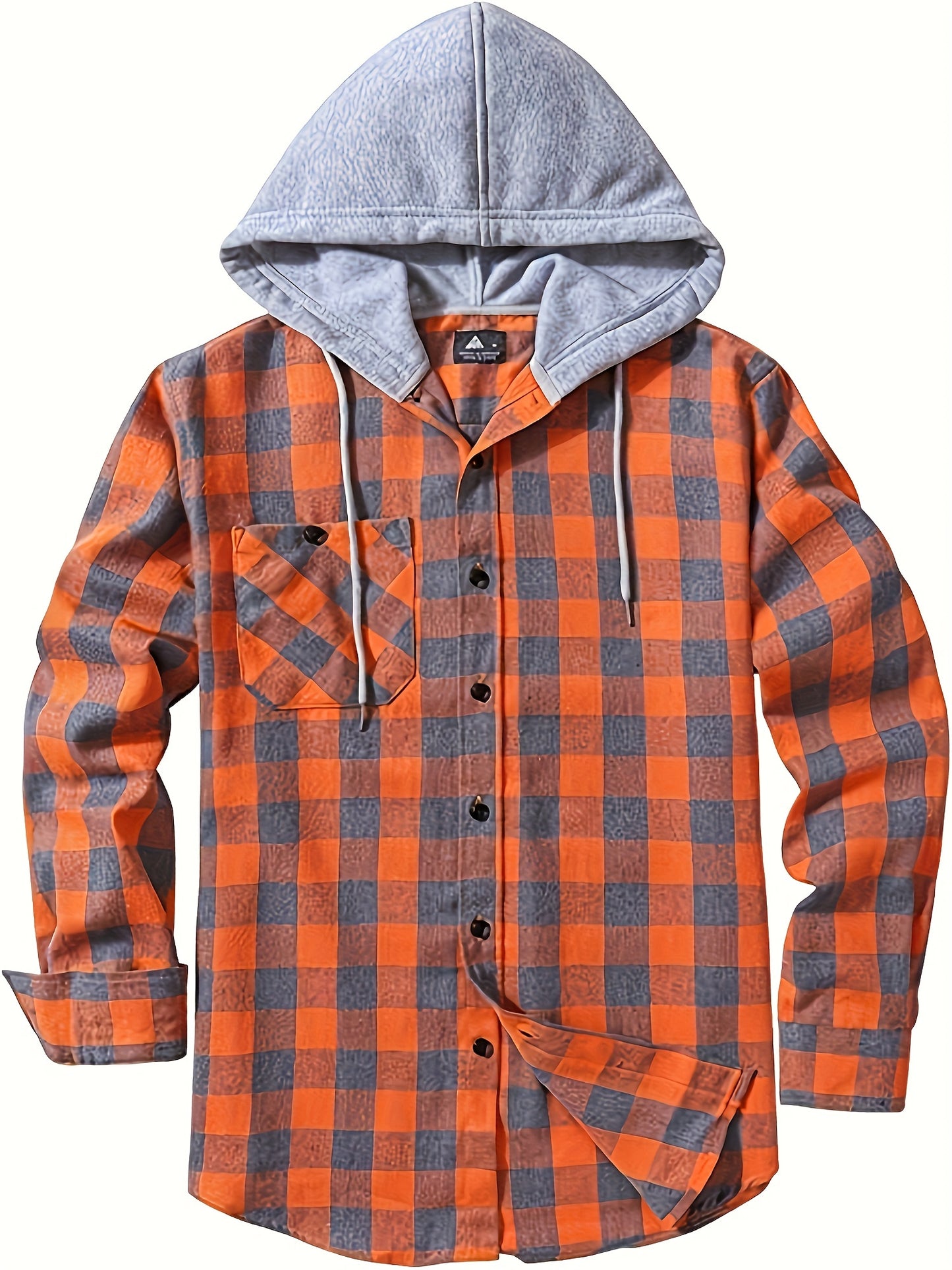 Men's Stylish Plaid Plus Size Hooded Shirt Jacket for Casual Daily Wear