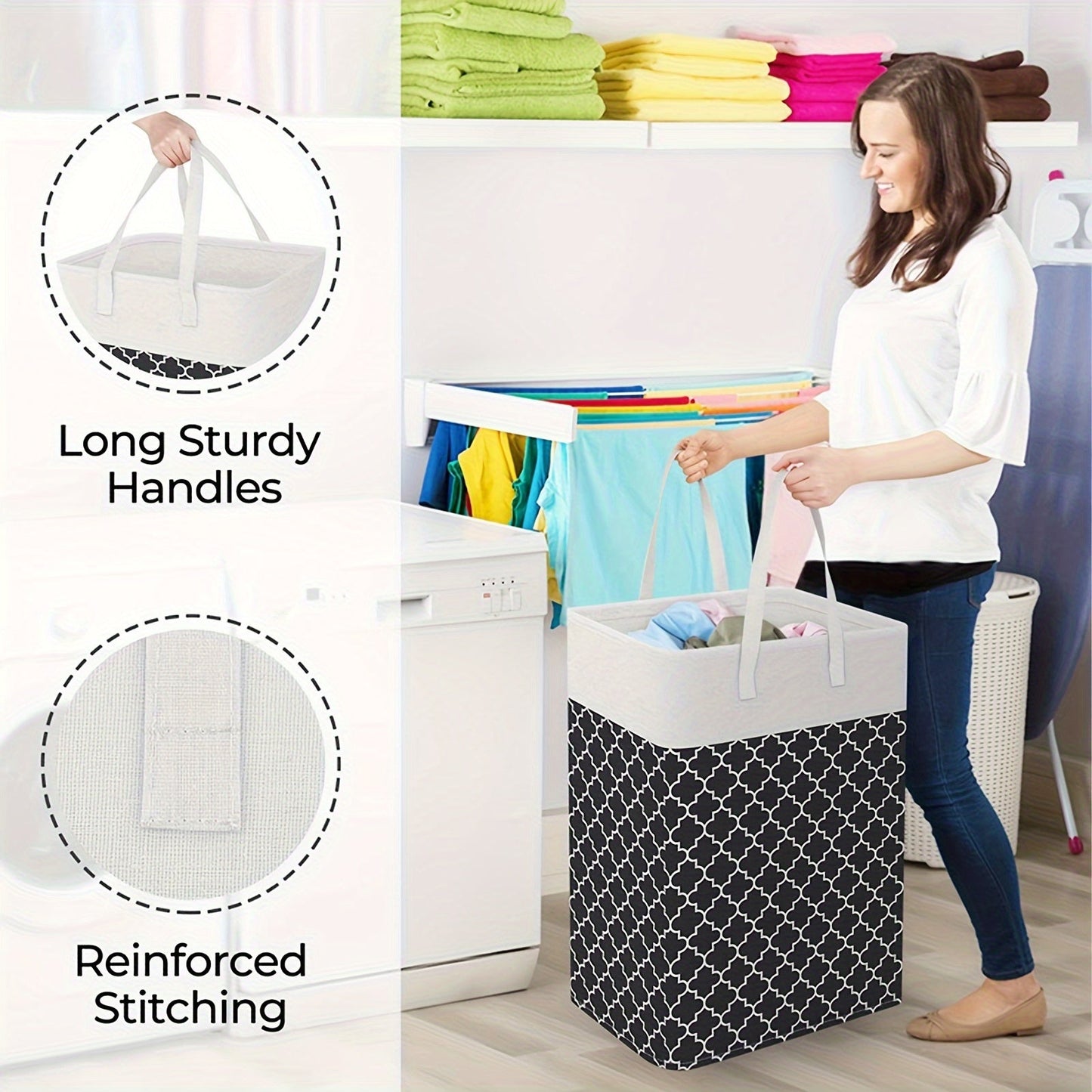 Convenient and spacious 75L Foldable Laundry Hamper with Handles - Waterproof, Portable Storage Bin for Clothes & Toys, Ideal for Dorms and Home - Comes in Black, Grey, Red, and Blue options - Laundry Baskets