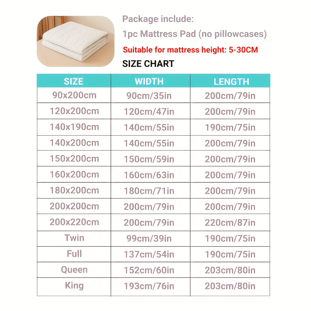 Waterproof Quilted Mattress Protector for 1 Piece (Pillowcase Not Included), Breathable Pad with Elastic Straps for Bed Cover, Non-Slip Topper for All Seasons, Perfect for Eid al-Adha