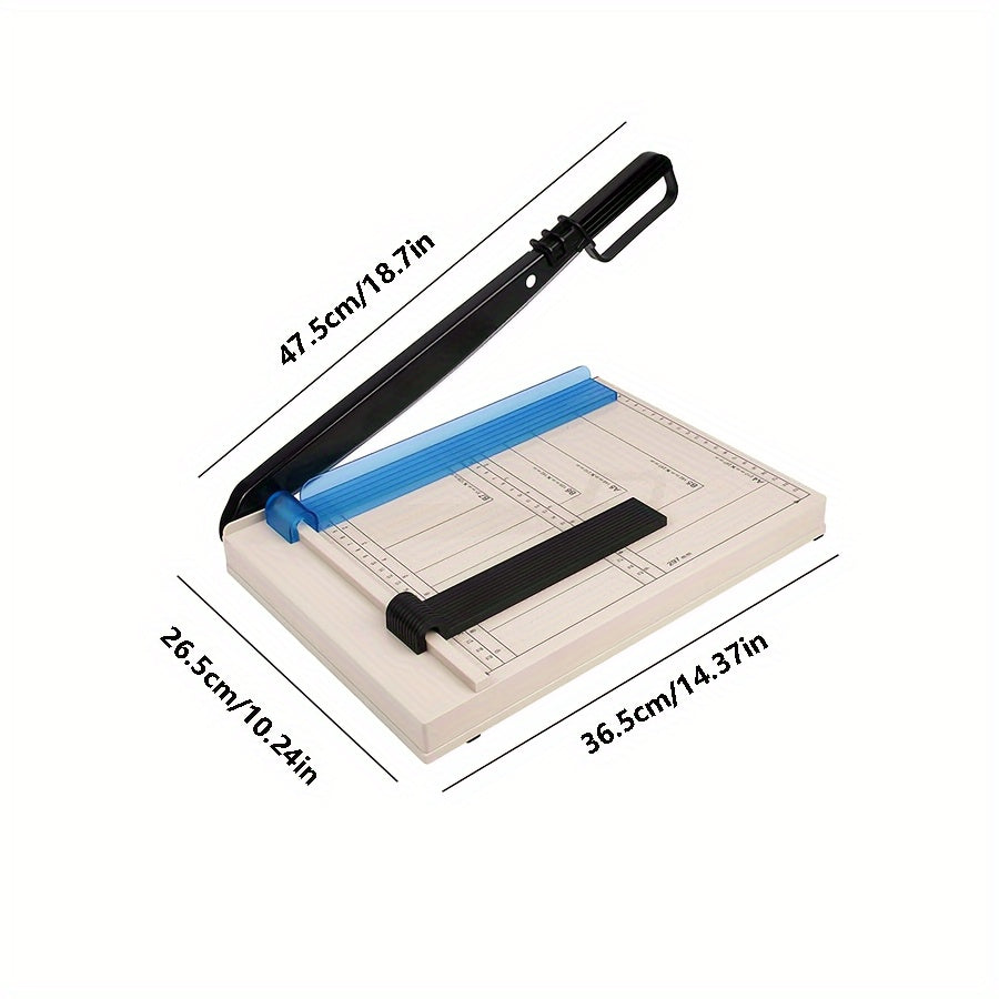 1pc A4 Paper Cutter with Plastic Base, 12 Sheets Capacity, Paper Pressing Plate, Grid Lines, A4 to B7 Sizes.