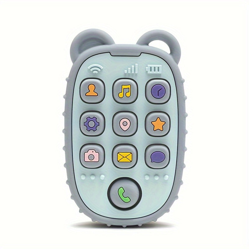 Silicone Teether in a Creative Phone Shape, BPA Free and Soft Textured. Perfect Gift for Christmas, Halloween, Thanksgiving, New Year's, or Valentine's Day.