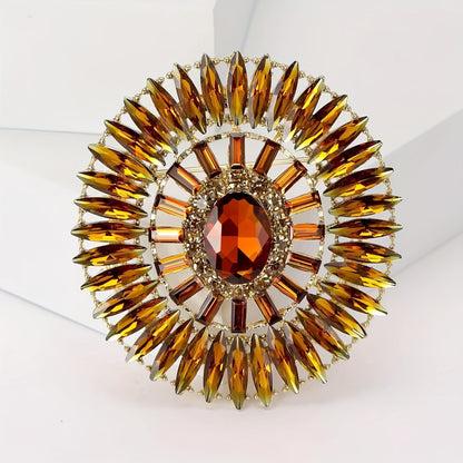 Opulent Red Crystal Brooch featuring Marquise Shapes - A Stylish and Confident Fashion Accessory for Women