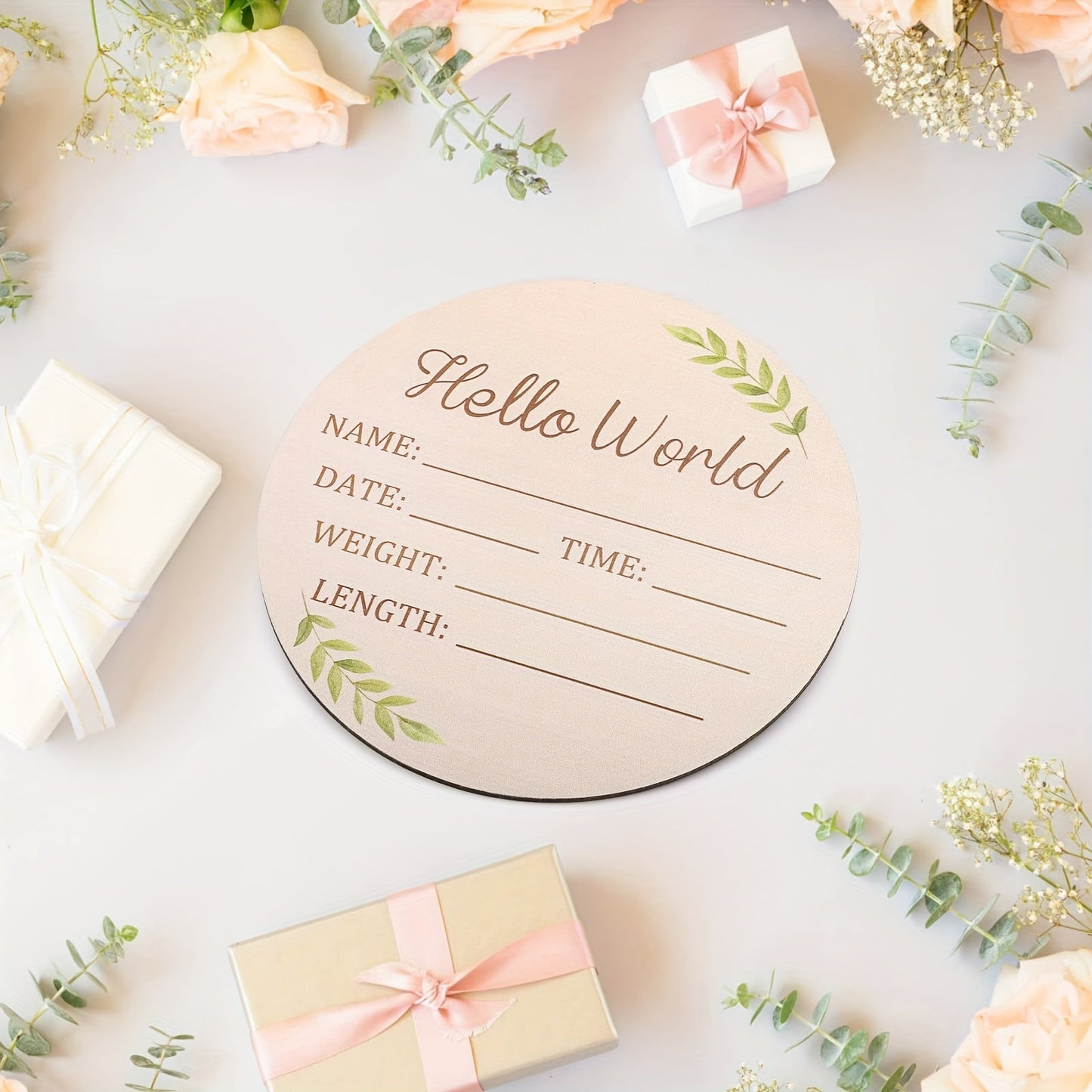 Welcome Earthlings - Universally pleasing announcement plaque. Crafted from sustainably-sourced solid wood. Ideal for capturing your first moments together and adding a touch of charm to any nursery.