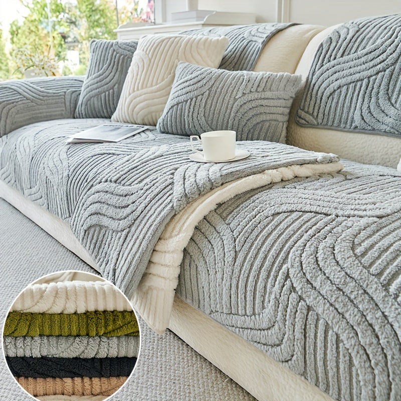 Bohemian Plush slipcover: quilted, non-slip, all season, easy care, pet friendly, machine washable, soft and comfortable - ideal for living rooms, bedrooms, and offices; protects sofas and armchairs up to 4 seats.