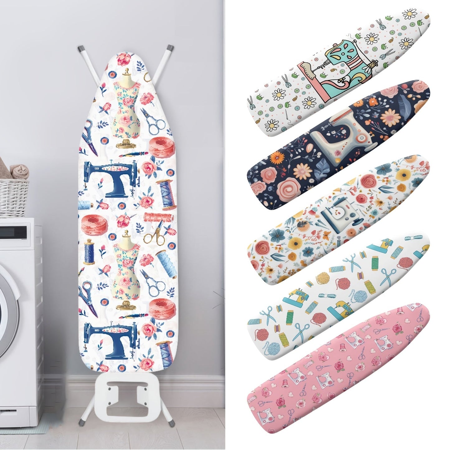 Cartoon Ironing Board Cover with Elastic Edge - Craft-Friendly, Stain-Resistant, Non-Slip, Standard Size - Ideal for Home Laundry Room Sewing Machines