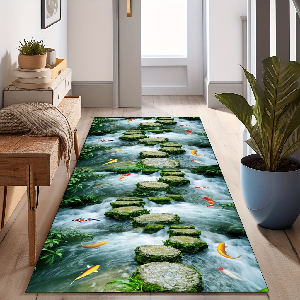 Durable and Easy-Clean Washable Runner Rugs for Corridors, Anti-Slip Kitchen Rugs, Non-Slip Door Mat Suitable for Home Entrances. Soft Crystal Pile Hallway Rugs for Dining and Living Rooms.