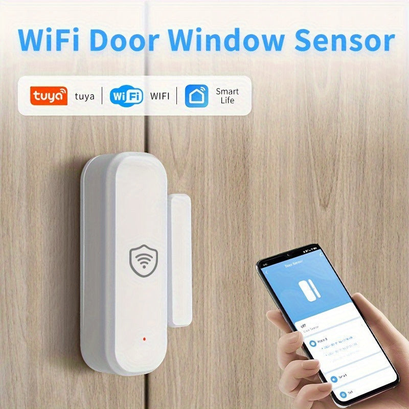 Tuya Smart Door Sensor: WiFi Security Alarm for Doors, Windows, Refrigerators - Works with Alexa and Google Assistant, Easy Installation, No Battery Needed, Pet Friendly, Drawer Fence, Home