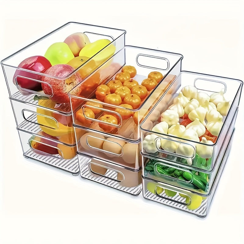 Stackable Refrigerator Organizer Box Transparent Kitchen Container for Pantry, Cabinet, Shelf, Drawer, Refrigerator - Ideal for Food Safe Storage of Snacks, Fruits, Vegetables, and Drinks, Multipurpose Storage Box