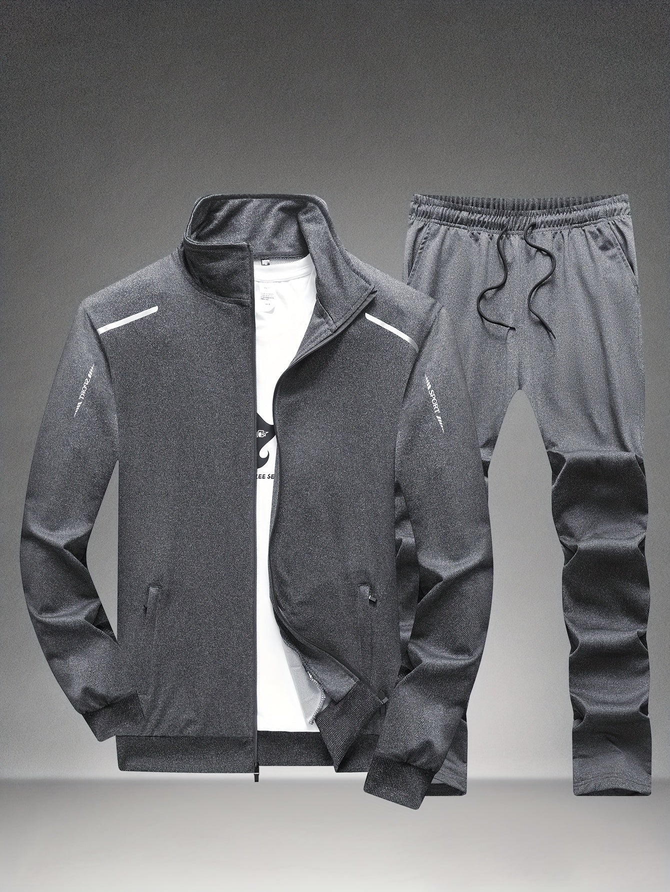 Men's Zip-up Jacket and Sweatpants Set for Spring and Autumn Sports