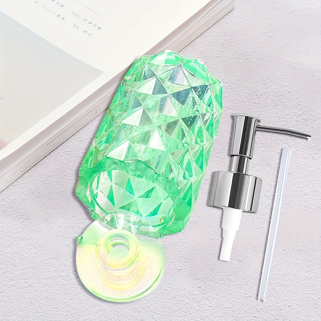 Diamond-shaped bottle resin mold kit with pump kit, includes 1 pump bottle resin mold and 6 dispenser pump silicone molds for kitchen, bathroom, or pencil holder.