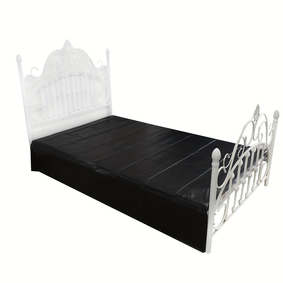 Waterproof black PVC bed sheet for bedroom use, oil-resistant and durable.