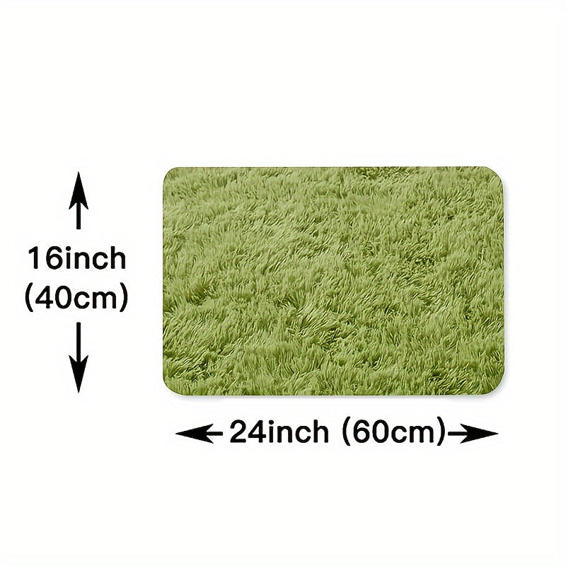 Soft green plush rectangular carpet with ultra-soft texture - plush, resistant to stains, and non-slip for bedroom, living room, and home decor purposes.