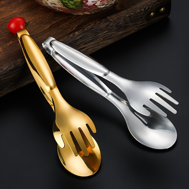 Classy Gold-Plated Stainless Steel Serving Tongs - Ideal for Serving Salads, Bread, & Buffets - Long-Lasting Kitchen Tools