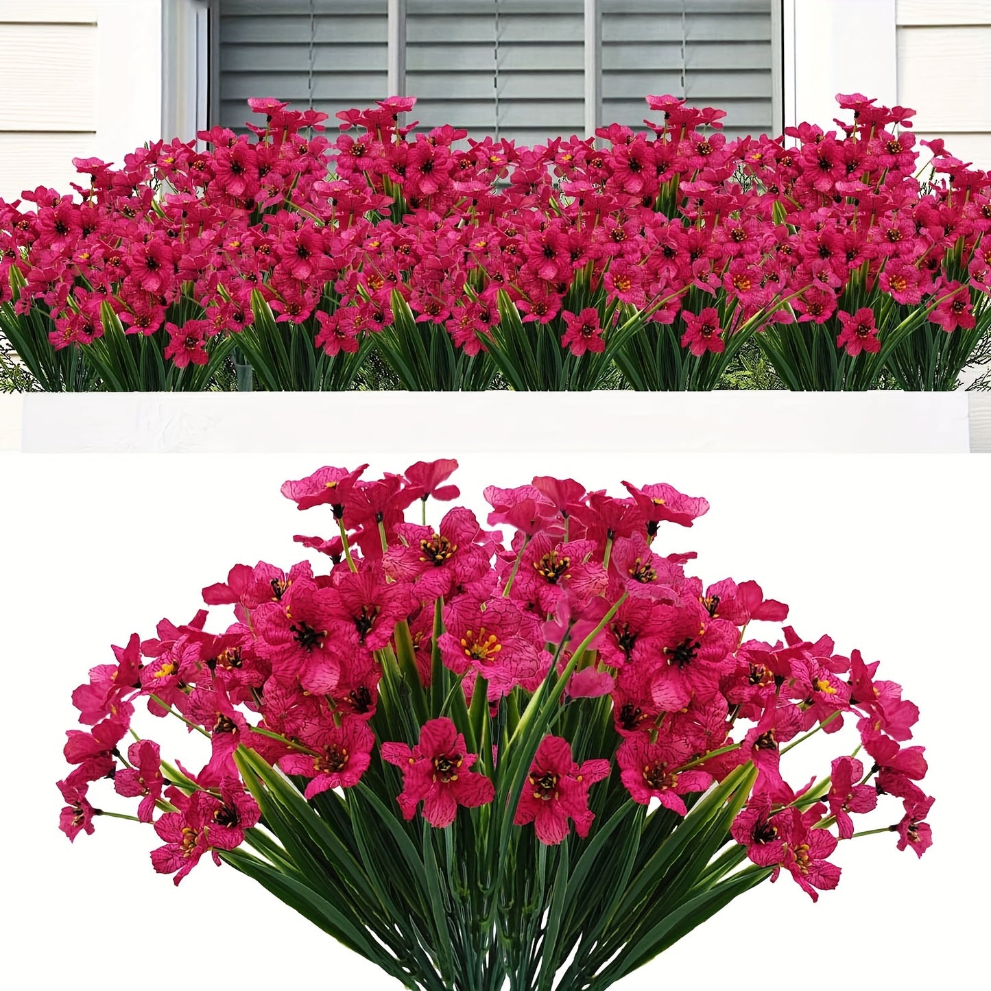 6 Bunches of UV Resistant Artificial Flowers for Outdoor and Home Decoration