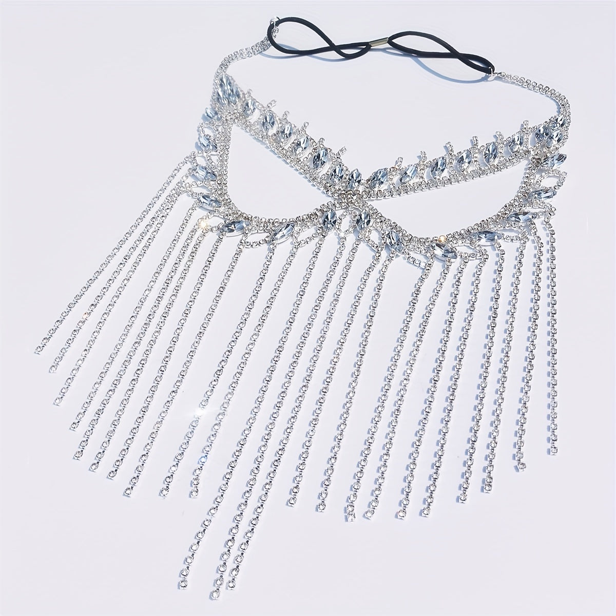 Exquisite Masquerade Party Mask with Long Tassel and Rhinestones - Perfect for Bridal Crystal Wedding Accessories