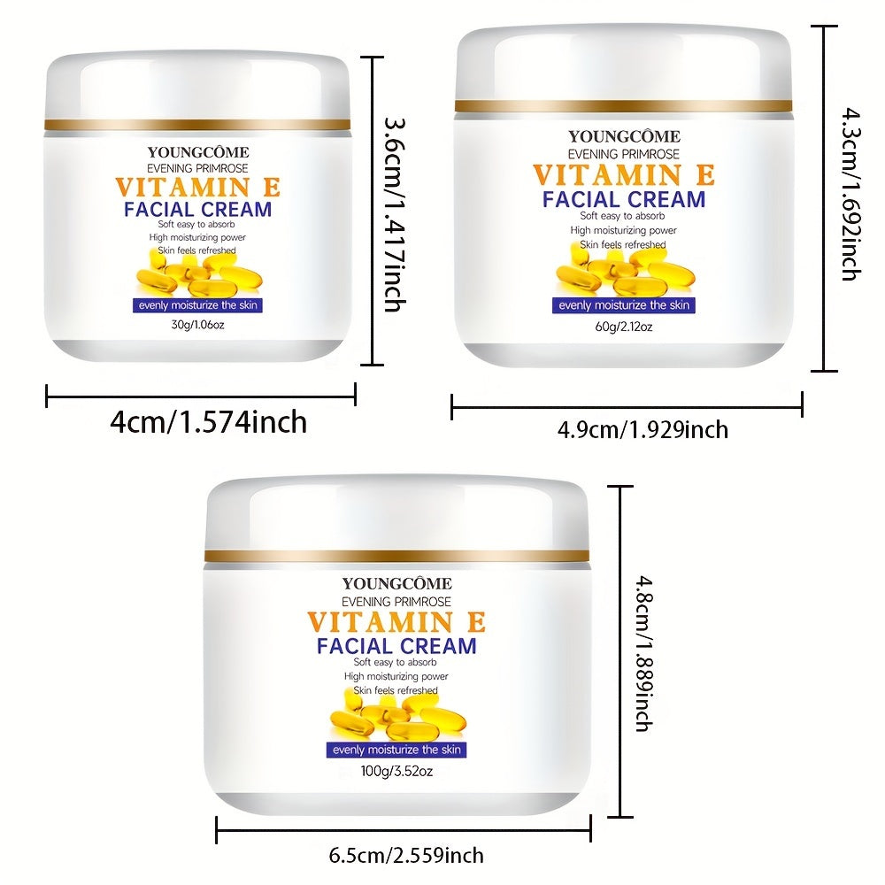 YOUNGCOME Vitamin E & Collagen Face Cream - Hydrating Moisturizer for All Skin Types. Soothes dryness, evens skin tone, and includes Hyaluronic Acid & Retinol. Hypoallergenic for Men &