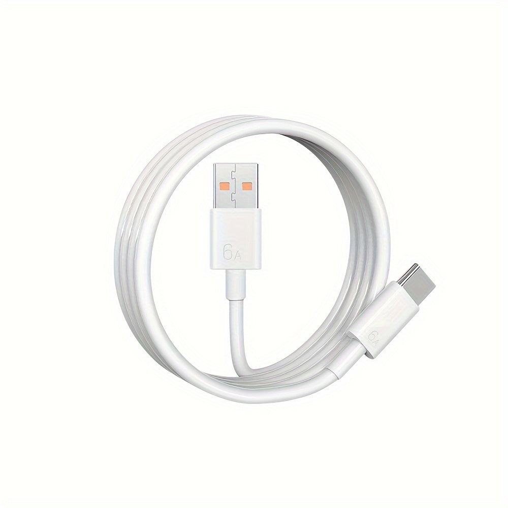 Single 6A 120W USB-C cable for fast charging and data transfer, compatible with Huawei, Xiaomi, and Vivo devices. Features high-speed data transmission and quick charge capability.