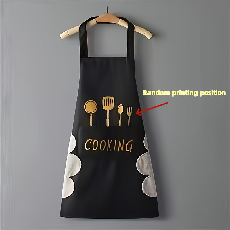 Elegant Apron made of Polyester Blend with Pockets - Durable and Water & Oil-Resistant, Ideal for Cooking at Home. Stylish and Functional Domestic Attire featuring a Woven Design, Perfect for Kitchen Essentials.