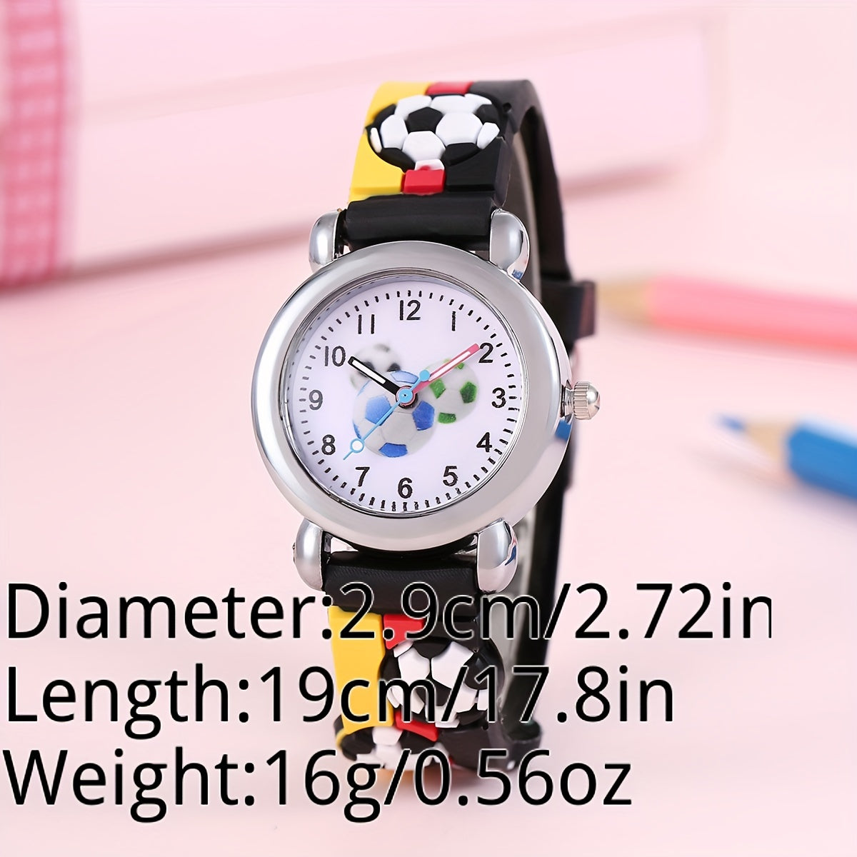 Colorful cartoon football children's watch, perfect gift choice.