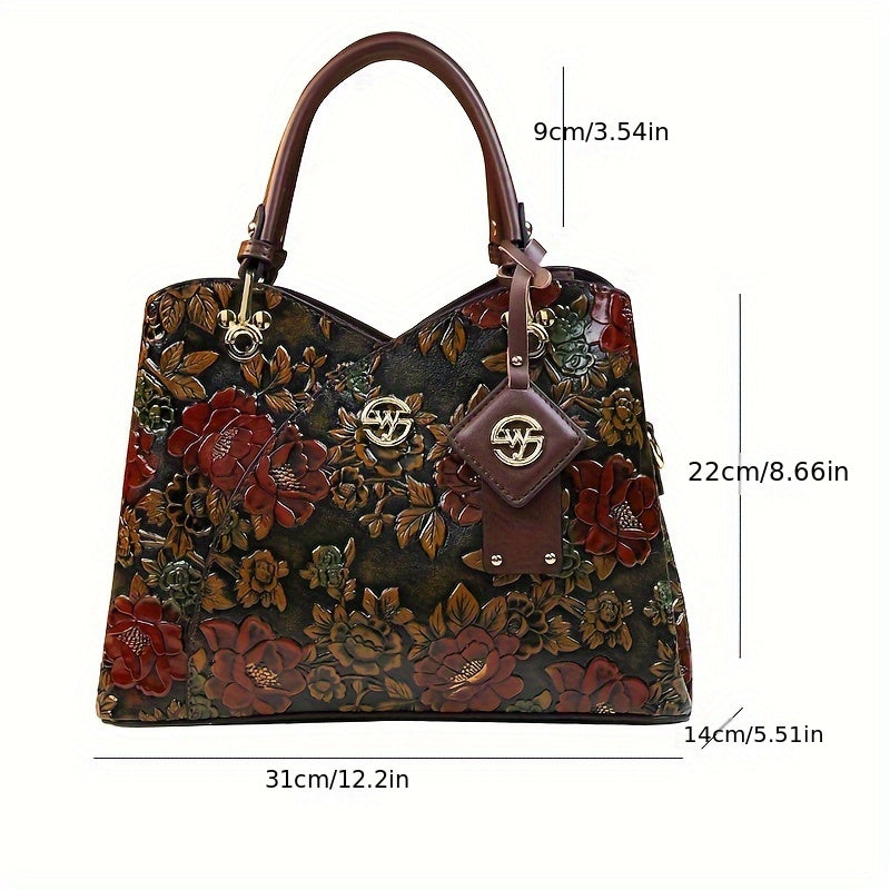 New arrival for women: hand-painted floral handbag with zipper closure, perfect for a stylish mom.