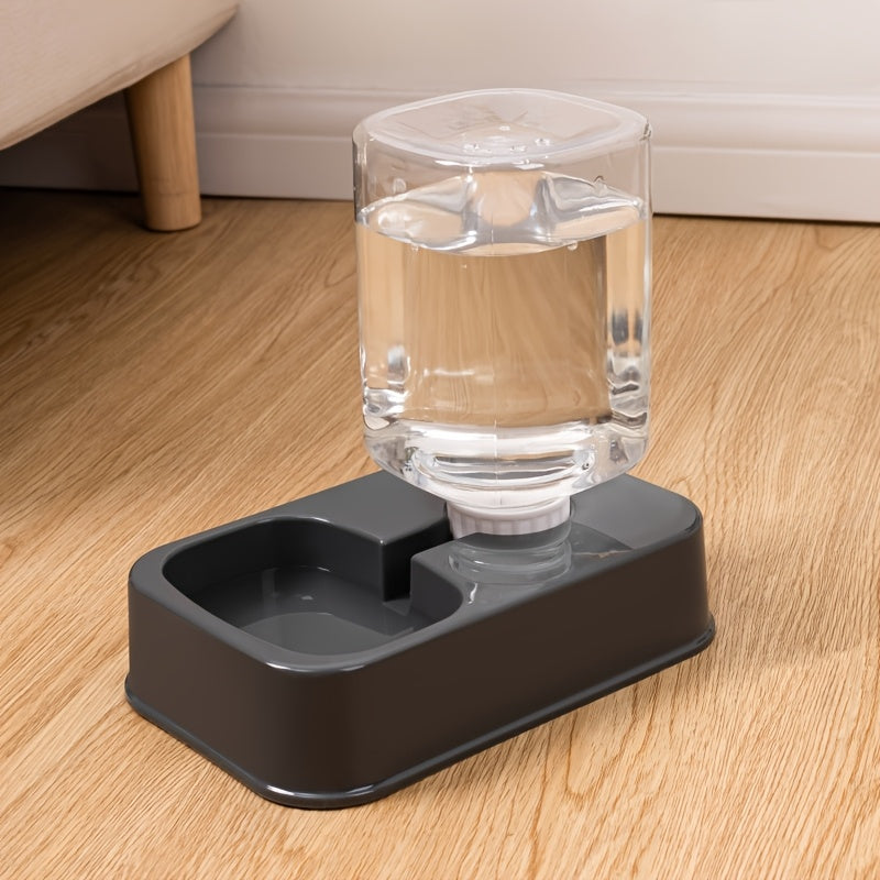 Convenient 2-in-1 Pet Feeder & Water Dispenser for Cats and Dogs - No Batteries Needed, Durable Plastic, Fresh Water Fountain and Food Storage Bowl, Perfect for Indoor Use