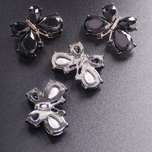 Set of 4 Adorable Butterfly Crystal Buttons - Made of Alloy, Ideal for Creating Your Own Fashionable Accessories for Shirts, Sweaters, Suits & Coats