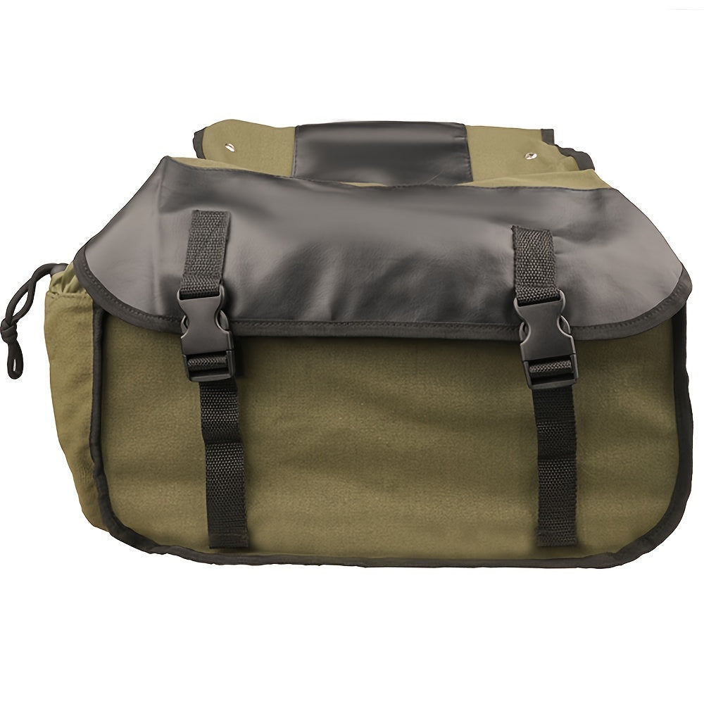 Universal large capacity canvas saddle bag for motorcycles, suitable for various bike brands.