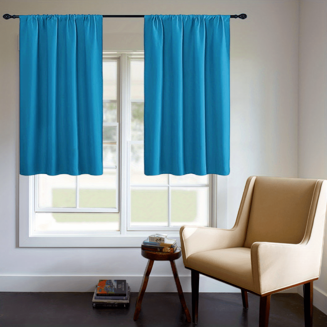 One Blackout Curtain (1 Panel) - Thick Rod Pocket Curtain for Heat Insulation and Light Blocking in Bedroom, 200g;