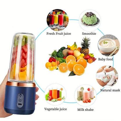 The Mini 12.85oz Detachable Blender is a portable electric USB juicer that comes equipped with six blades for efficient blending. It is easy to clean, thanks to its detachable design and is powered by a rechargeable lithium battery. The blender features