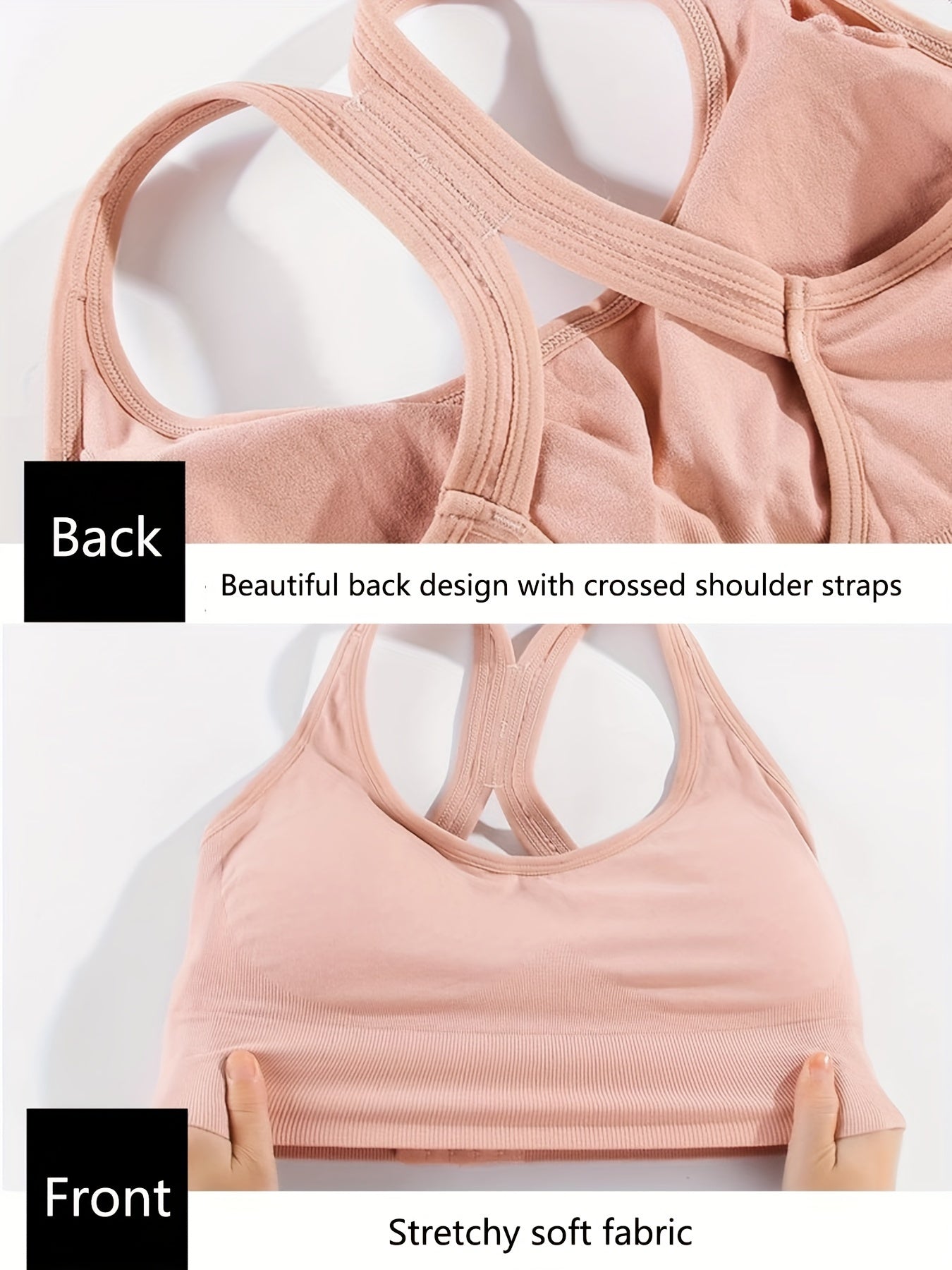 2 Seamless Racer Back Sports Bras - Shockproof and Comfy, for Women's Lingerie.