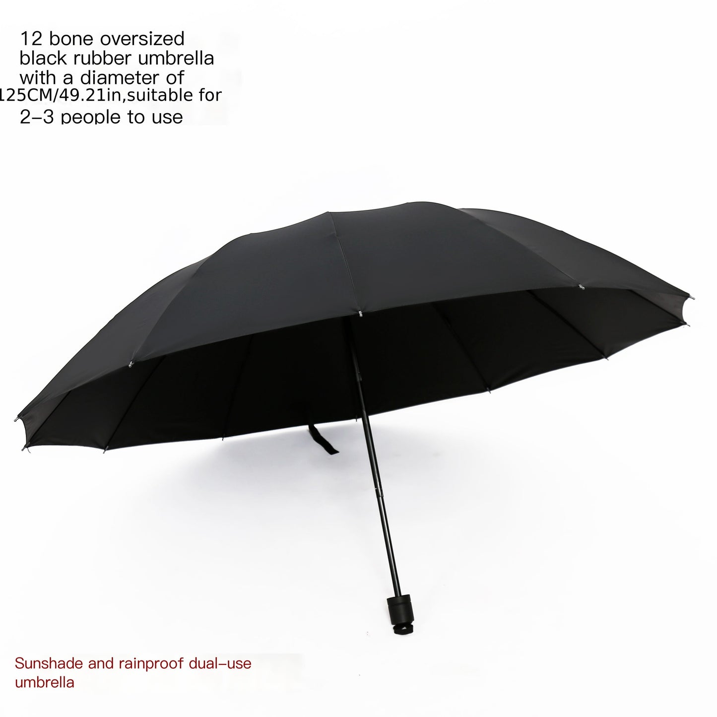 Versatile oversized umbrella with UV, wind, and waterproof protection. Durable 12-rib design with manual open, perfect for family use.