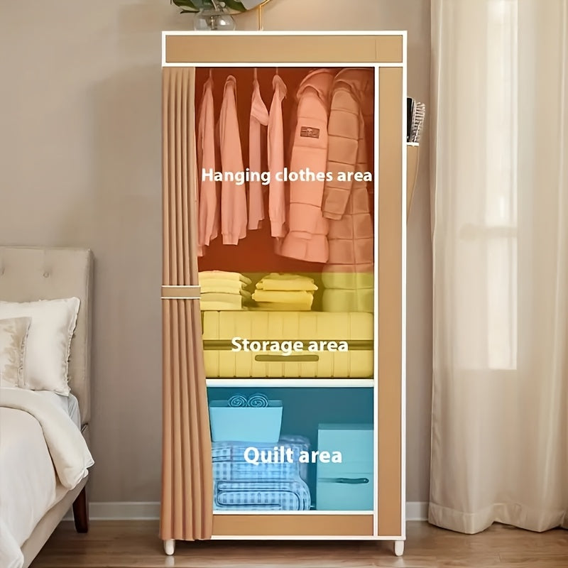 Conveniently Assemble Your Non-Woven Fabric Wardrobe - Roomy 3.2 Cubic Feet Storage Closet with Sturdy Metal Frame for Bedroom, Rental Housing, Organizing Clothes, and Home Storage. Easy to Set Up, Moveable Closet Solution