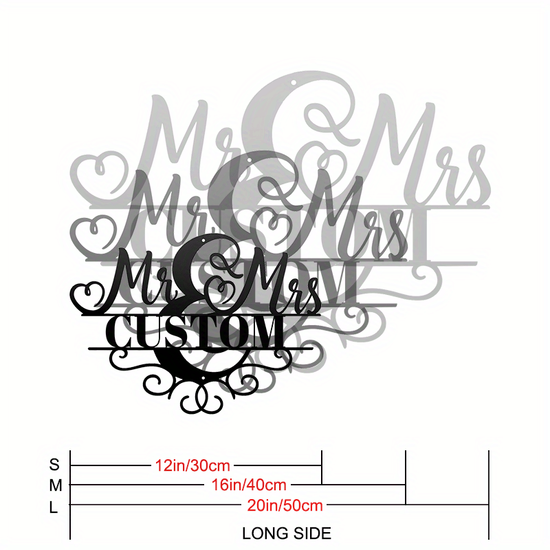 Customized Wall Art featuring Mr & Mrs Monogram - Classic Black Metal Decoration for the Home, Ideal for Every Celebration