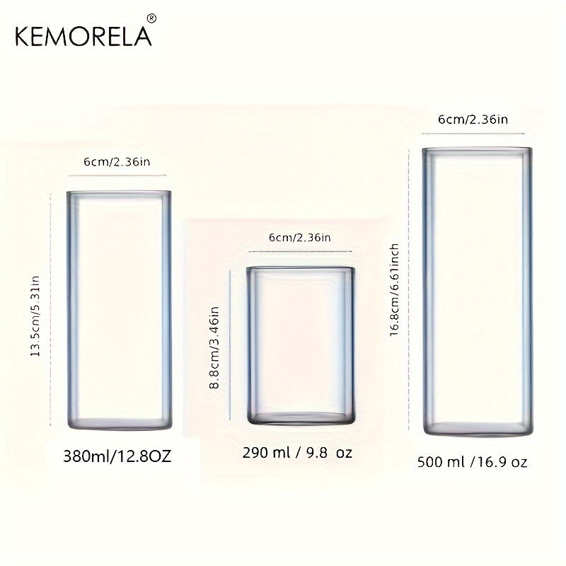 Set of 4 square 13oz drinking glasses for water, juice, beer, cocktails. Elegant glassware for all seasons. Perfect for back to school.