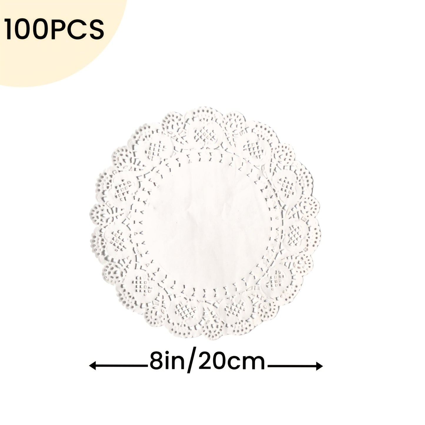 100 Elegant White Lace Paper Doilies in Various Sizes - Suitable for Food Use, Single-Use Table Mats for Desserts, Coffee, and Cakes - Perfect for Special Occasions like Weddings, Birthdays, and Graduations - Sturdy and Ornamental with Delicate Lace