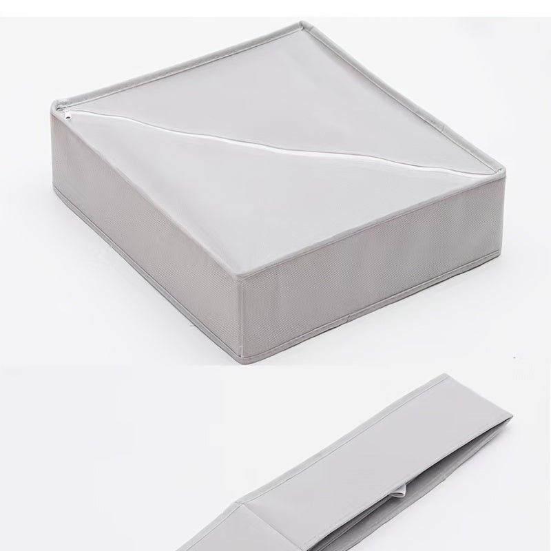 Foldable storage box for socks and underwear, ideal for organizing your lingerie, panties, socks, briefs, and ties in your closet or dresser. Keep your clothes neatly stored and hidden away with this convenient bedroom accessory.