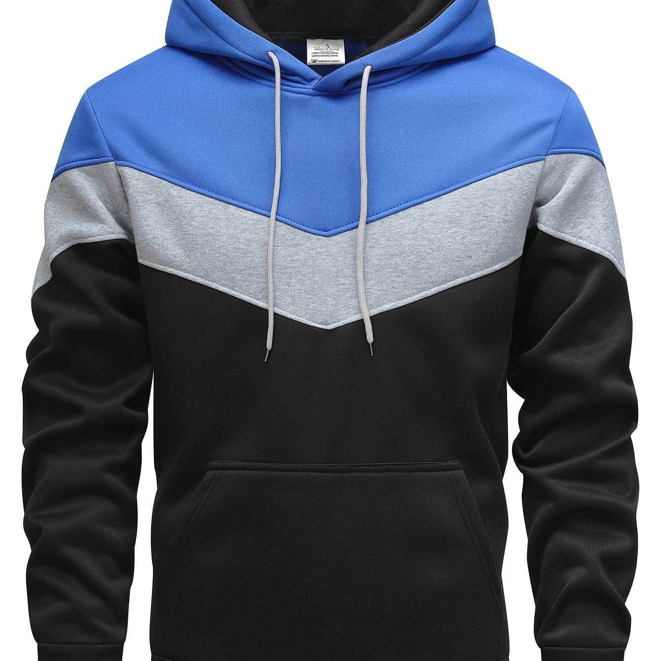 Men's Color Block Hoodie with Kangaroo Pocket - Perfect Streetwear Gift for Winter and Fall