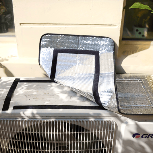 Protect your outdoor air conditioner with a UV-resistant cover made of reflective aluminum. This waterproof protective case is also flame retardant, providing added safety for your home AC unit. No electricity is needed to install this cover, which fits