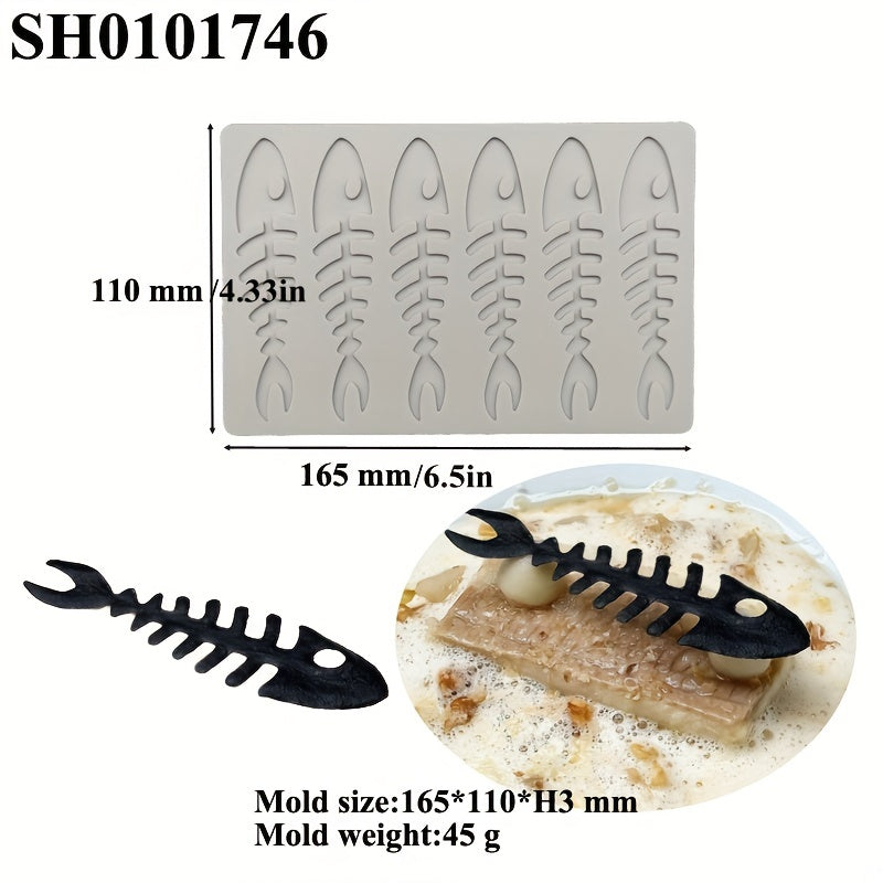 Силиконовая форма для кружевных шоколадных конфет, 3D-дизайн с полыми рыбьими костями, идеально подходит для украшения еды, приготовления пищи, помадки и лепки из глины