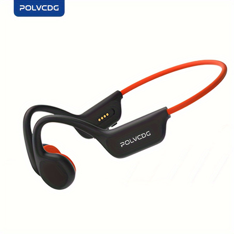 1pc POLVCDG X7 Wireless Bone Conduction Headphones with 10H playtime, 32GB memory, open-ear design, volume control, and compatibility with phones for swimming, running, cycling, and fitness.