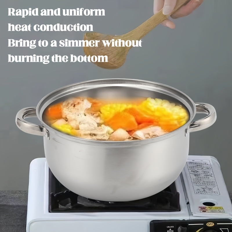 Durable Stainless Steel Stockpot - Seamlessly Leak-Proof, Generously Sized for Soups & Milk, Rapid Heating, Suitable for Induction Cooktops - Ideal for Both Home Cooks & Professional Chefs