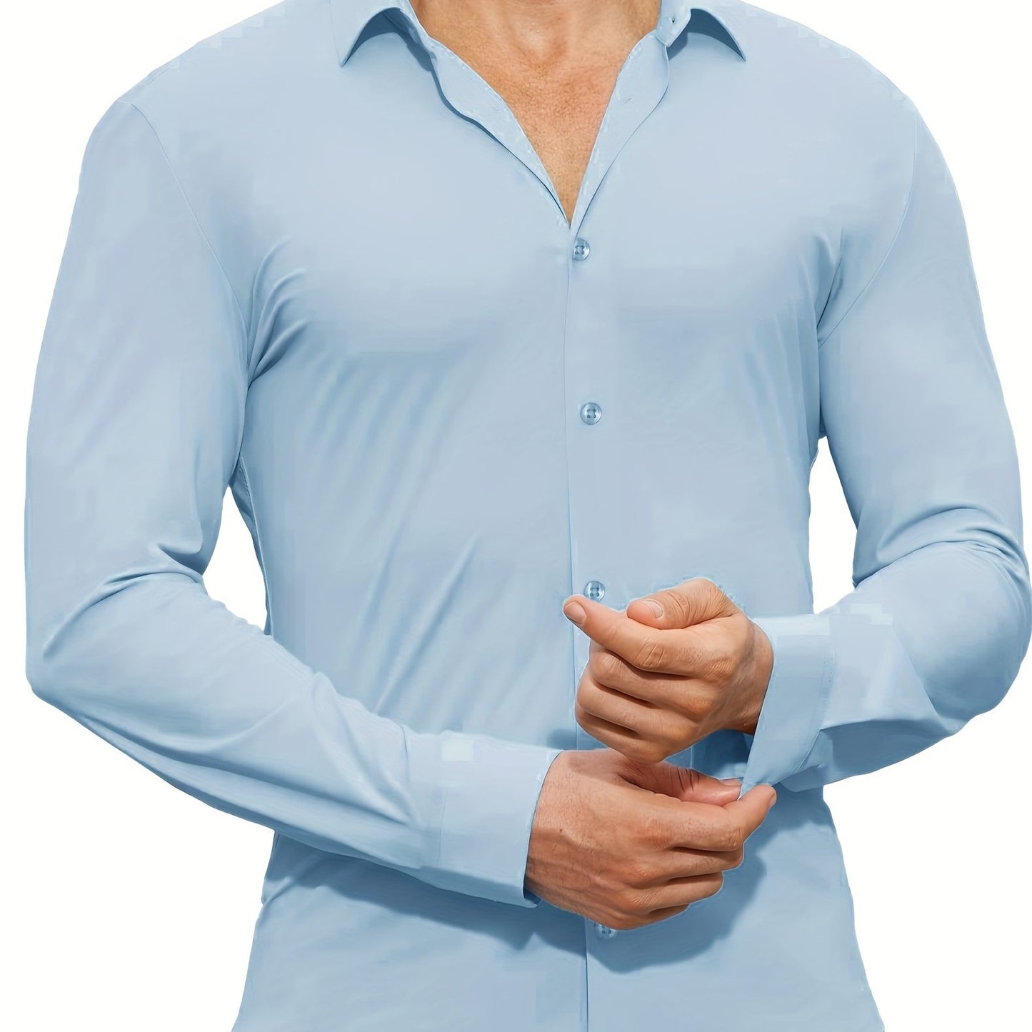 Men's Solid Color Long Sleeve Lapel Shirt, Perfect Casual Gift