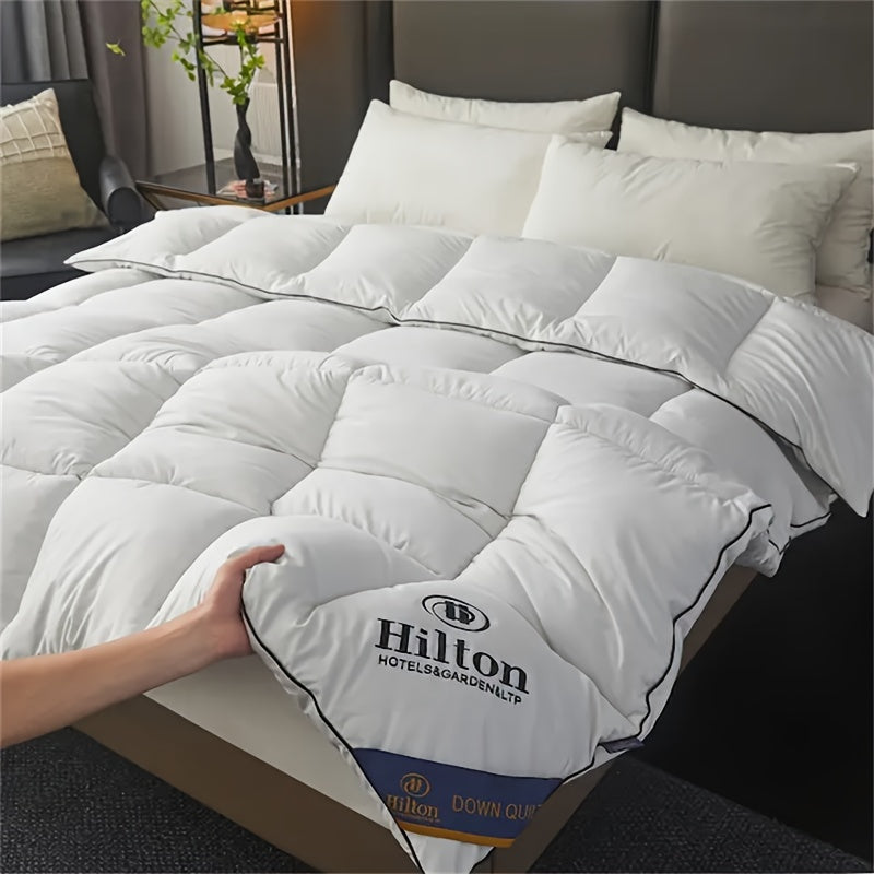 Luxurious Hilton-style comforter with ultra-soft, thick, all-season quilt designed for hotel bedrooms and gifts.