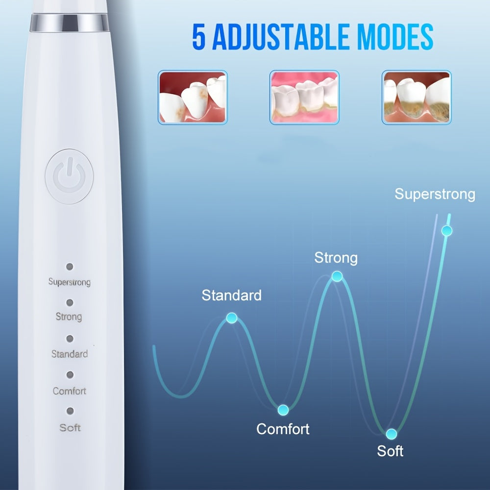 Portable six-in-one electric toothbrush kit with gentle brush head and teeth scaling beauty tool for easy use and personalized smile perfection.